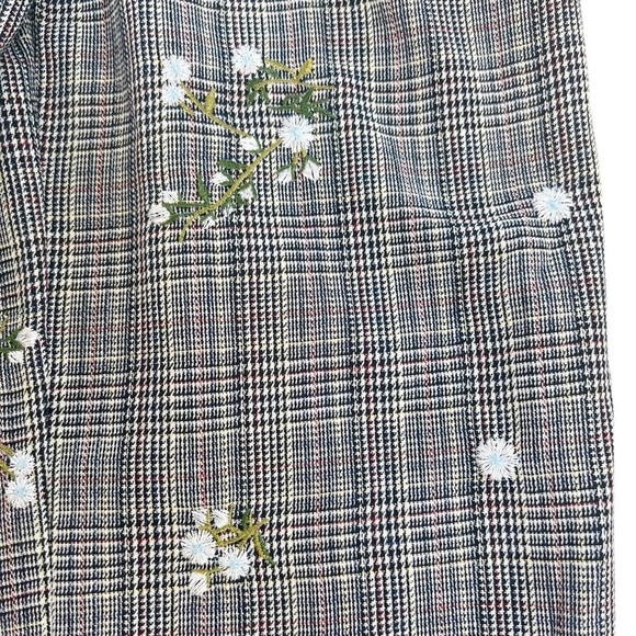 NWOT Marjorelle Charles Pant in Grey Plaid With Embroidered Flowers - Size XXS - Picture 5 of 5